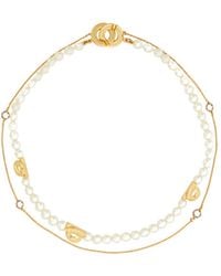Ferragamo - Double Strand Necklace With Pearls - Lyst