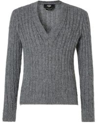 Fendi - V-Neck Long Sleeved Jumper - Lyst