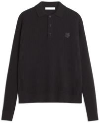 Maison Kitsuné - Maison Kitsuné Fox Head Ribbed Polo Jumper - Lyst