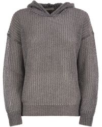 Peserico - Hooded Open-Knit Jumper With Sequins - Lyst