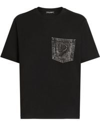 Dolce & Gabbana - Cotton Denim-Patch T-Shirt - Lyst