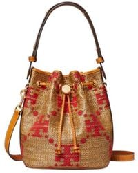 Tory Burch - Logo Detailed Drawstring Bucket Bag - Lyst