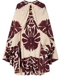 Johanna Ortiz - Aromatic Garden Ruffled Printed Silk Crepe De Chine Cape - Lyst