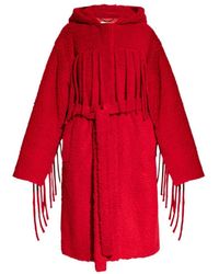 Stella McCartney - Fringed Belted Mid-Length Coat - Lyst