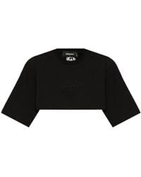 DSquared² - Logo Embossed Cropped T-Shirt - Lyst
