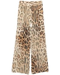 ERMANNO FIRENZE - Wide-Leg Animal-Print Pants - Lyst
