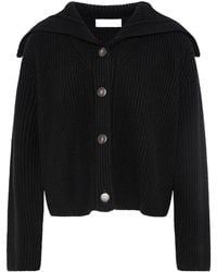 Yves Salomon - Sailor-Collar Ribbed-Knit Cardigan - Lyst