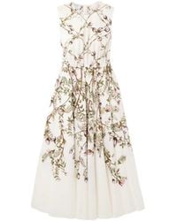 Giambattista Valli - Pleated Floral-Print Cotton-Poplin Midi Dress - Lyst