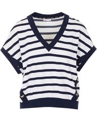 Liu Jo - V-Neck Striped T-Shirt - Lyst