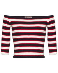 Valentino - Cropped Striped Knitted Top - Lyst