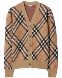 Burberry - Wool-Blend Check Cardigan - Lyst