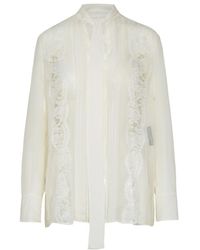 Dolce & Gabbana - Lace Pussy-Bow Chiffon Blouse - Lyst