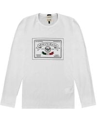 Armani Jeans - T-Shirt With Round Neck And Long Sleeves - Lyst