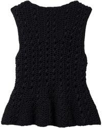 KHAITE - Yuka Crocheted Peplum Top - Lyst