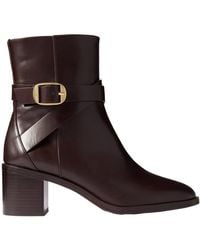 Stuart Weitzman - Esme Buckled Leather Ankle Boots - Lyst