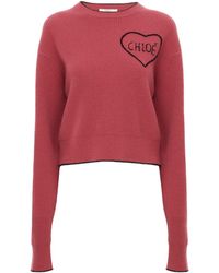 Chloé - Chloé Logo Intarsia Knit Sweater - Lyst