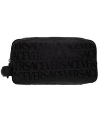 Versace - Logo Printed Zipped Wash Bag - Lyst