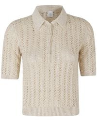 Eleventy - Open-Knit Short Sleeved Polo Top - Lyst