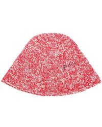 Ganni - Logo Embroidered Knitted Bucket Hat - Lyst