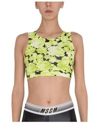 MSGM - Floral Print Cropped Tank Top - Lyst