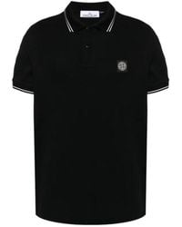 Stone Island - Logo-Patch Contrast-Trim Polo Shirt - Lyst