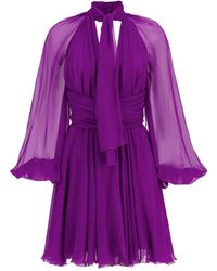 Dolce & Gabbana - Draped Chiffon Mini Dress - Lyst