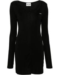 Miu Miu - Logo-Patch Long-Sleeved Mini Dress - Lyst