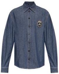 Dolce & Gabbana - Heraldic Emblem Denim Shirt - Lyst