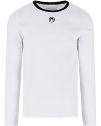 Marine Serre - Ribbed Long-Sleeve T-Shirt With Contrast-Color Trim - Lyst