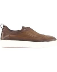 Santoni - Round Toe Slip-On Sneakers - Lyst
