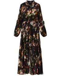 AllSaints - Maria Floral-Print Woven Midi Dress - Lyst