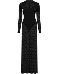 Marine Serre - Layered Jersey Mesh Flock Long Dress - Lyst