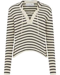 Dior - Striped V-Neck Jumper - Lyst