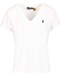 Polo Ralph Lauren - Logo Embroidered V-Neck T-Shirt - Lyst
