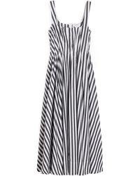 Sportmax - Fit-And-Flare Cotton-Poplin Dress With Square Neckline - Lyst