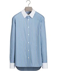 Dior - Homme Contrast Collar Striped Long-Sleeve Shirt - Lyst