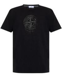 Stone Island - Logo Printed Crewneck T-Shirt - Lyst