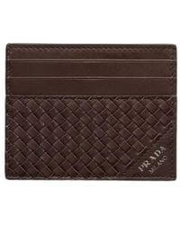 Prada - Minuteria Woven Card Holder Wallet - Lyst