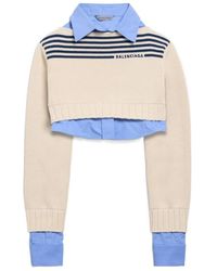 Balenciaga - Layered Cropped Long-Sleeve Shirt - Lyst