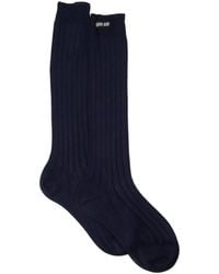 Miu Miu - Chaussettes Côtelées À Logo - Lyst