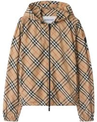 Burberry - Check Hooded Jacket - Lyst