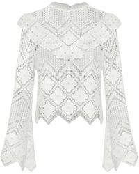Self-Portrait - Crochet Lace Ruffled Top - Lyst