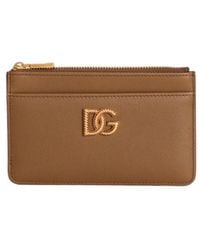 Dolce & Gabbana - Calfskin Card Holder With Dg Logo - Lyst