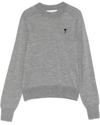 Ami Paris - Logo Embroidered Crewneck Knitted Jumper - Lyst