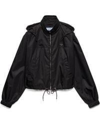 Prada - Logo Plaque Hooded Jacket - Lyst