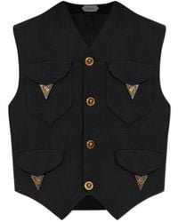 Versace - Stretch Button-Up Gilet - Lyst