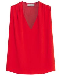 Lanvin - V-Neck Sleeveless Top - Lyst