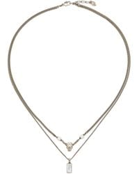 McQueen - Skull Embellished Layered Chain Necklace - Lyst