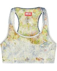 DIESEL - De-Detop-Fse Denim Embellished Cropped Top - Lyst