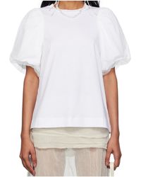 Simone Rocha - Tulle-Overlay Puff Sleeve T-Shirt - Lyst